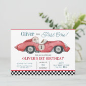 レッドレースカーファーストワン第1誕生日パーティー 招待状 (スタンド正面)
