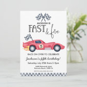 レッドレースカーフレームFast&Five5歳の誕生日パーティー 招待状 (スタンド正面)