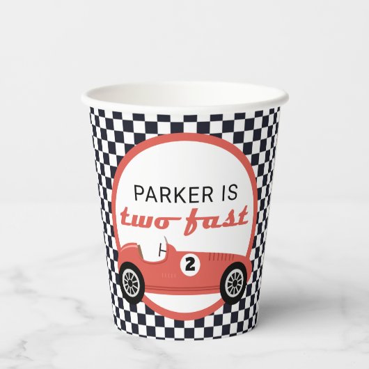 レッドレースカーボーイレースツーファースト誕生日パーティー 紙コップ (裏面)