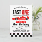レッドレースカーボーイ1歳の誕生日パーティー 招待状 (スタンド正面)