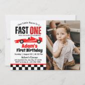 レッドレースカーボーイ1歳の誕生日パーティー 招待状 (正面)