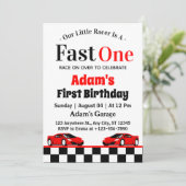 レッドレースカーボーイ1歳の誕生日パーティー 招待状 (スタンド正面)
