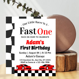 レッドレースカーボーイ1歳の誕生日パーティー 招待状