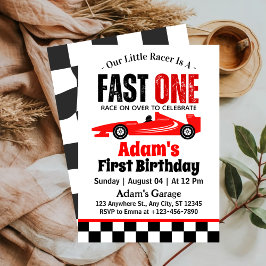 レッドレースカーボーイ1歳の誕生日パーティー 招待状