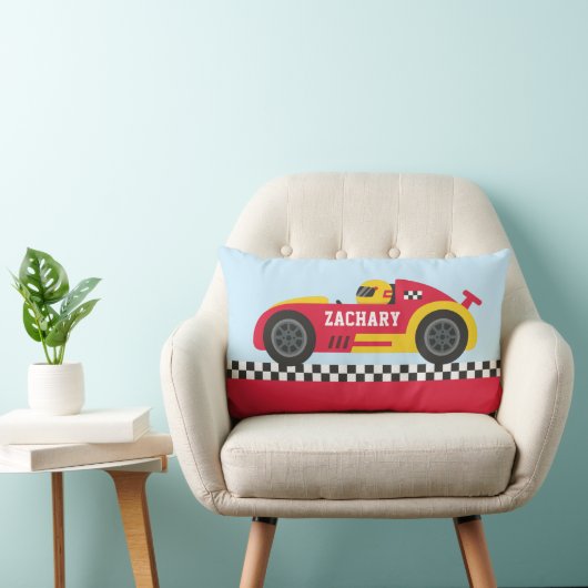 レッドレースカーレーサーボーイルームデコール ランバークッション (椅子)