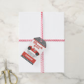 レッドレースカーレース誕生日パーティーありがとうご好意 ギフトタグ (より糸付き)