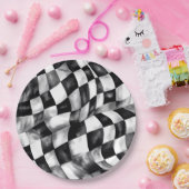 レッドレースカー市松模様にフの誕生日パーティー ペーパープレート (パーティー)