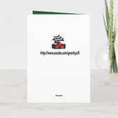 レッドレースカー市松模様にフクリスマス シーズンカード (裏面)