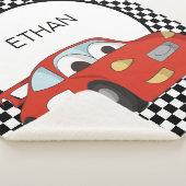 レッドレースカー市松模様に白黒フラッグチャイルド シェルパブランケット (3/4)