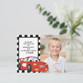 レッドレースカー市松模様に白黒誕生日感謝してい シーズンカード (スタンド正面)