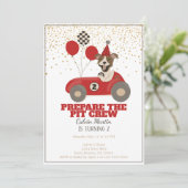 レッドレースカー犬ボーイズ第2バースデーパーティー 招待状 (スタンド正面)