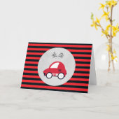 レッドレースカー誕生日クラシックサンキュー カード (黄色い花)