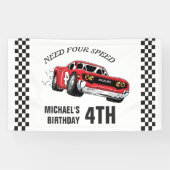 レッドレースカー誕生日パーティバナー 横断幕 (横)