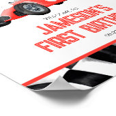 レッドレースカー誕生日パーティーウェルカムサイン ポスター (角)