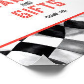 レッドレースカー誕生日パーティーカードとギフトサイン ポスター (角)