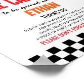 レッドレースカー誕生日パーティータイムカプセルサイン ポスター (角)