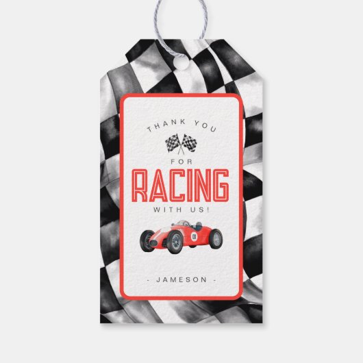 レッドレースカー誕生日パーティービーフギフトラベル ギフトタグ (裏面)