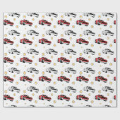 レッドレースカー誕生日パーティー ラッピングペーパー (フラット)