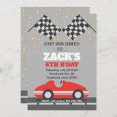 レッドレースカー誕生日招待状 招待状 (正面/裏面)