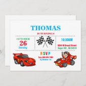 レッドレースカー誕生日招待状 招待状 (正面/裏面)