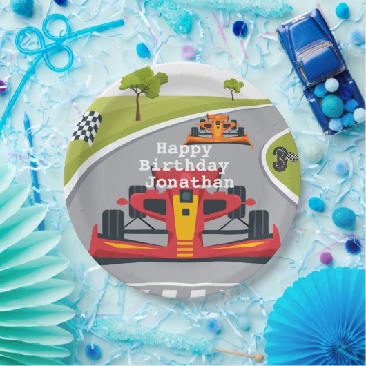 レッドレースカー3rd誕生日パーティー ペーパープレート (パーティー)