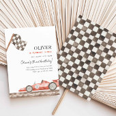 レッドレースカー3rd誕生日、任意の年齢の少年レース 招待状