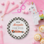 レッドレースカー4th誕生日紙プレート ペーパープレート (パーティー)