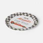 レッドレースカー4th誕生日紙プレート ペーパープレート (アングル)