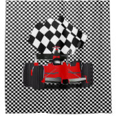 レッドレースカー シャワーカーテン (正面)