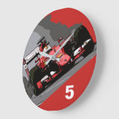 レッドレースカー – ネバーリフト ラージ壁時計 (傾斜)