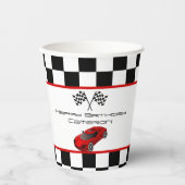 レッドレースカー |子供の誕生日パーティー 紙コップ (正面)