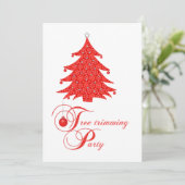 レッドレースクリスマスツリートリミングパーティの招待状 招待状 (スタンド正面)