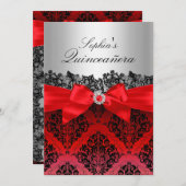レッドレースダマスク&ボウキンセアニェラ招待状 招待状 (正面/裏面)