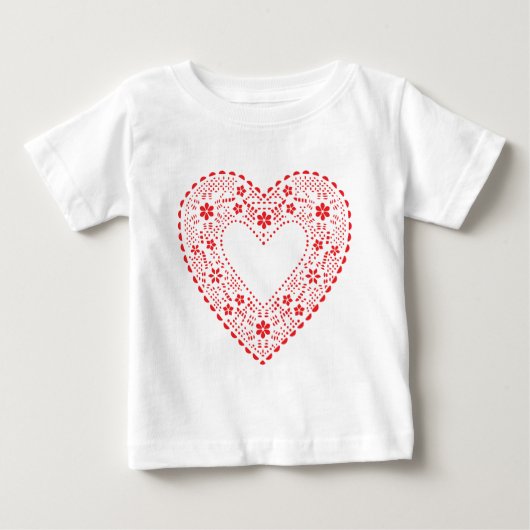 レッドレースハート ベビーTシャツ (正面)