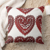 レッドレースバレンタインハートパターン装飾用クッション クッション (ブランケット)