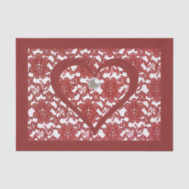 レッドレースパターンバレンタインデー 薄葉紙