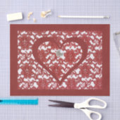 レッドレースパターンバレンタインデー 薄葉紙 (クラフト)