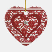 レッドレースパターンバレンタイン セラミックオーナメント (裏面)