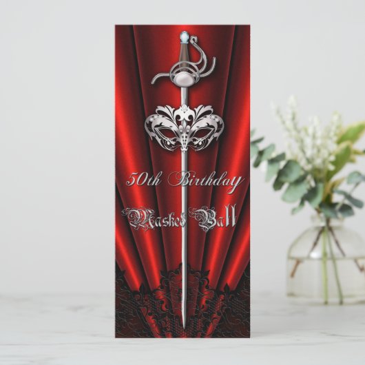 レッドレース仮装銀行50誕生日 招待状 (スタンド正面)