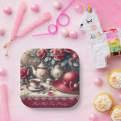 レッドロエレガントイセティーパーティー紙プレート ペーパープレート (パーティー)