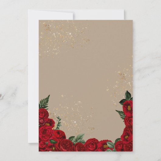 レッドロエレガントセスグリッタードレスフィエスタキンセアニラ 招待状 (裏面)