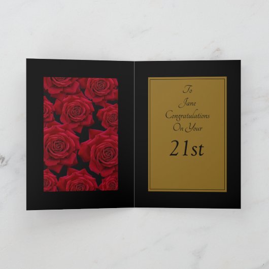 レッドロエレガントーズおめでとう誕生日 カード (内部)