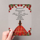 レッドロエレガントーズアンドガウンキンセアニラ アクリル招待状 (インサイチュ (ポータブル))