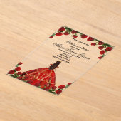 レッドロエレガントーズアンドガウンキンセアニラ アクリル招待状 (レイダウン)