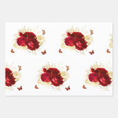 レッドロエレガントーズバタフライ金ゴールド ラッピングペーパーシート (正面)