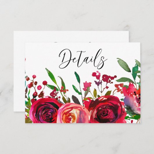 レッドロエレガントーズブルグンディ結婚ズ詳細 エンクロージャーカード (正面/裏面)