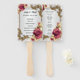 レッドロエレガントーズ結婚式 プログラムファン ハンドファン