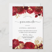 レッドロエレガントーズ金ゴールドリーフキンセアニェラパーティー 招待状 (正面)