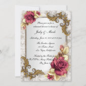 レッドロエレガントーゼリハーサルディナー招待状 招待状 (正面)