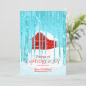 レッドロゴ会社のビジネスホリデークリスマス カード (スタンド正面)